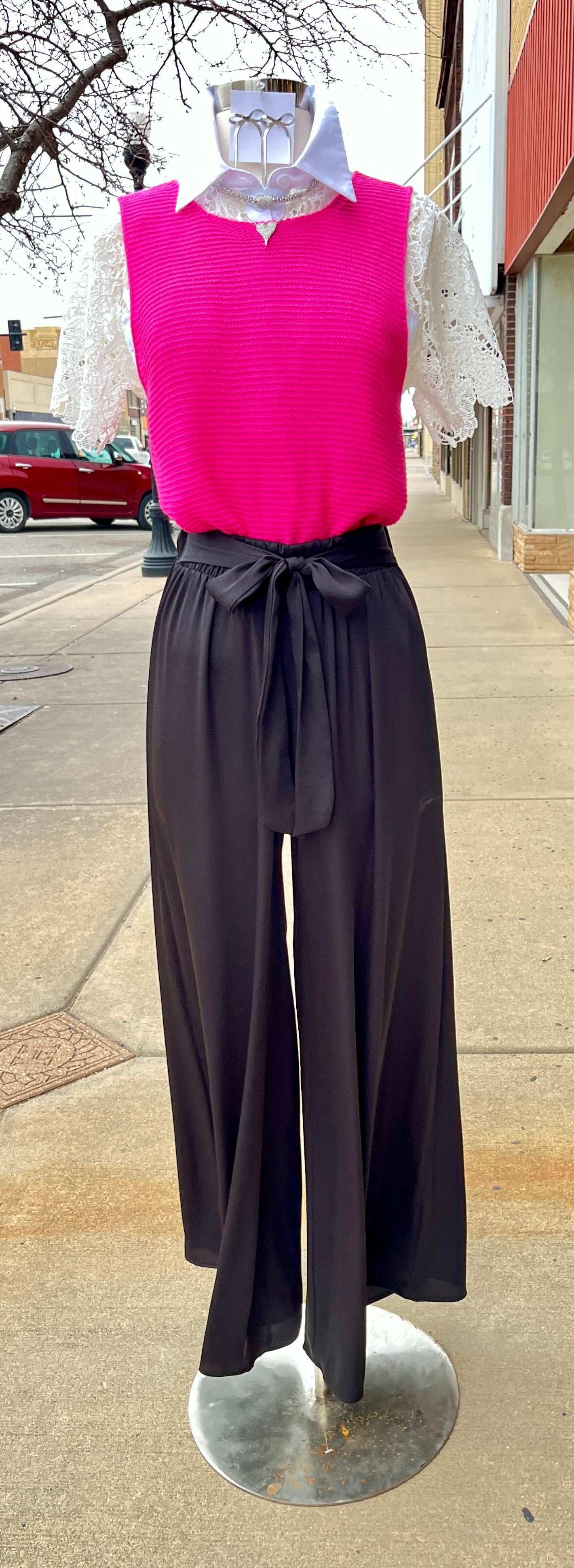 Kld Satin Wide Leg w/ Waist Tie