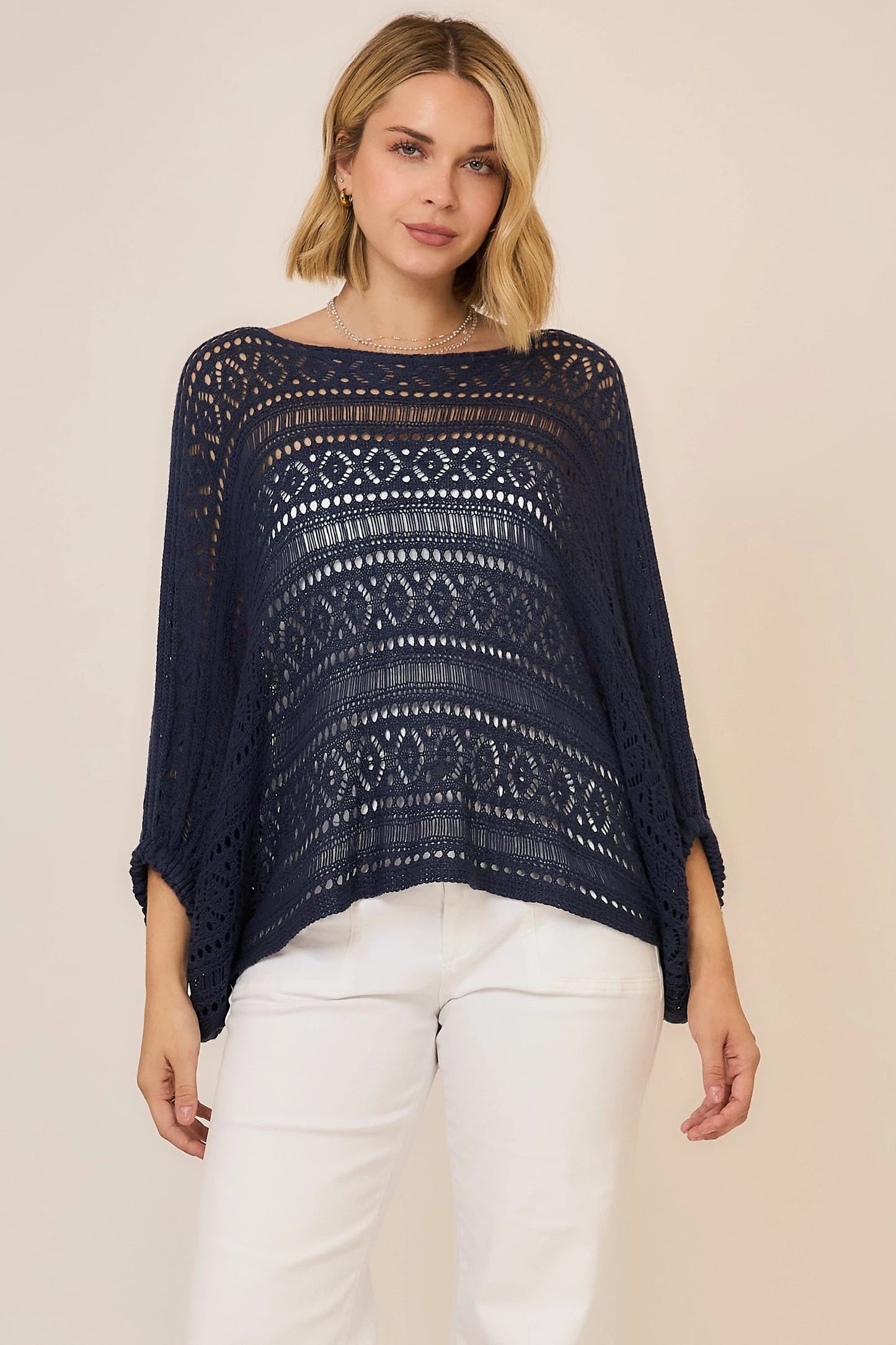 Open Knit Boatneck Top