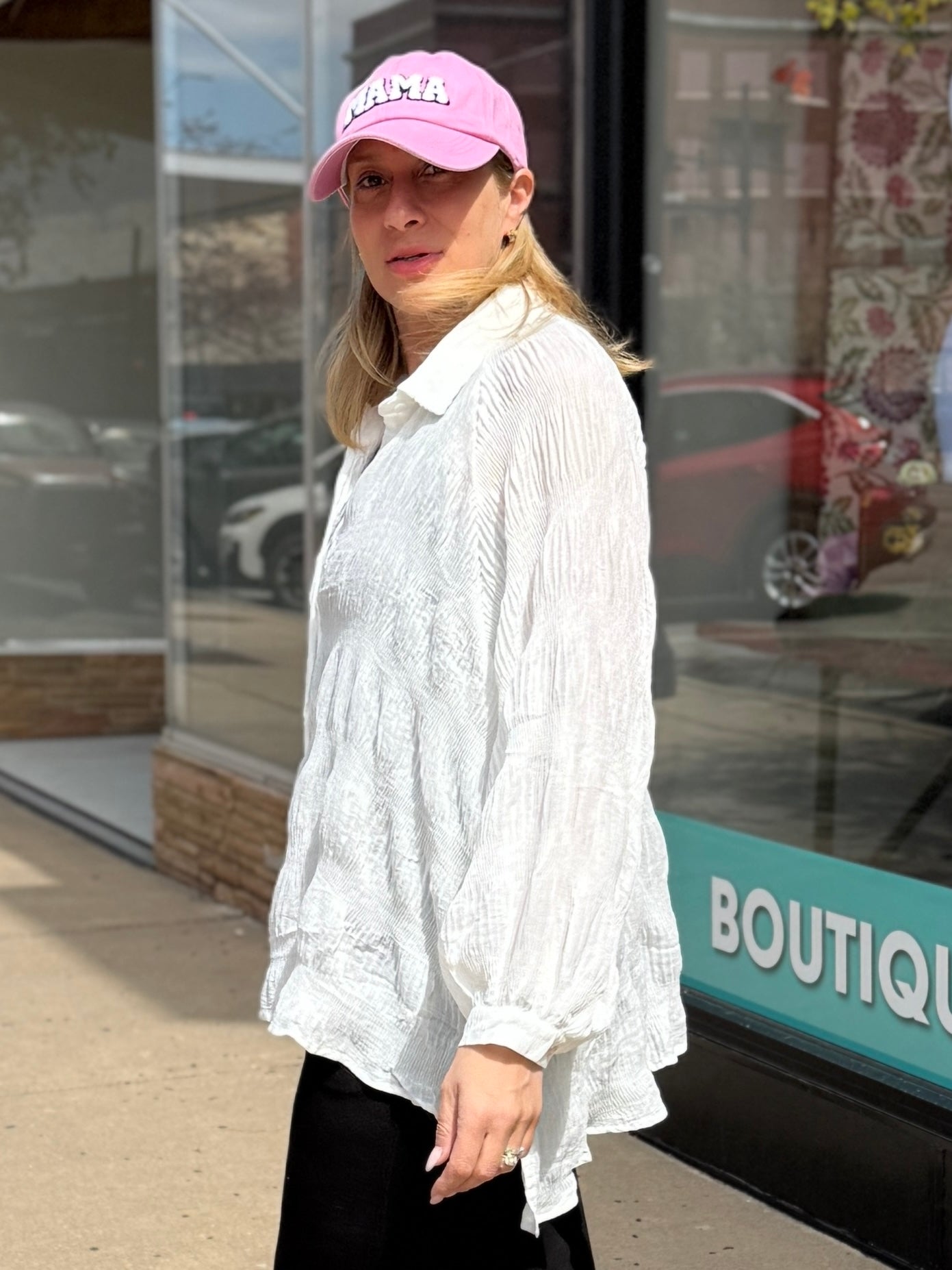 Oversized Textured Button Up