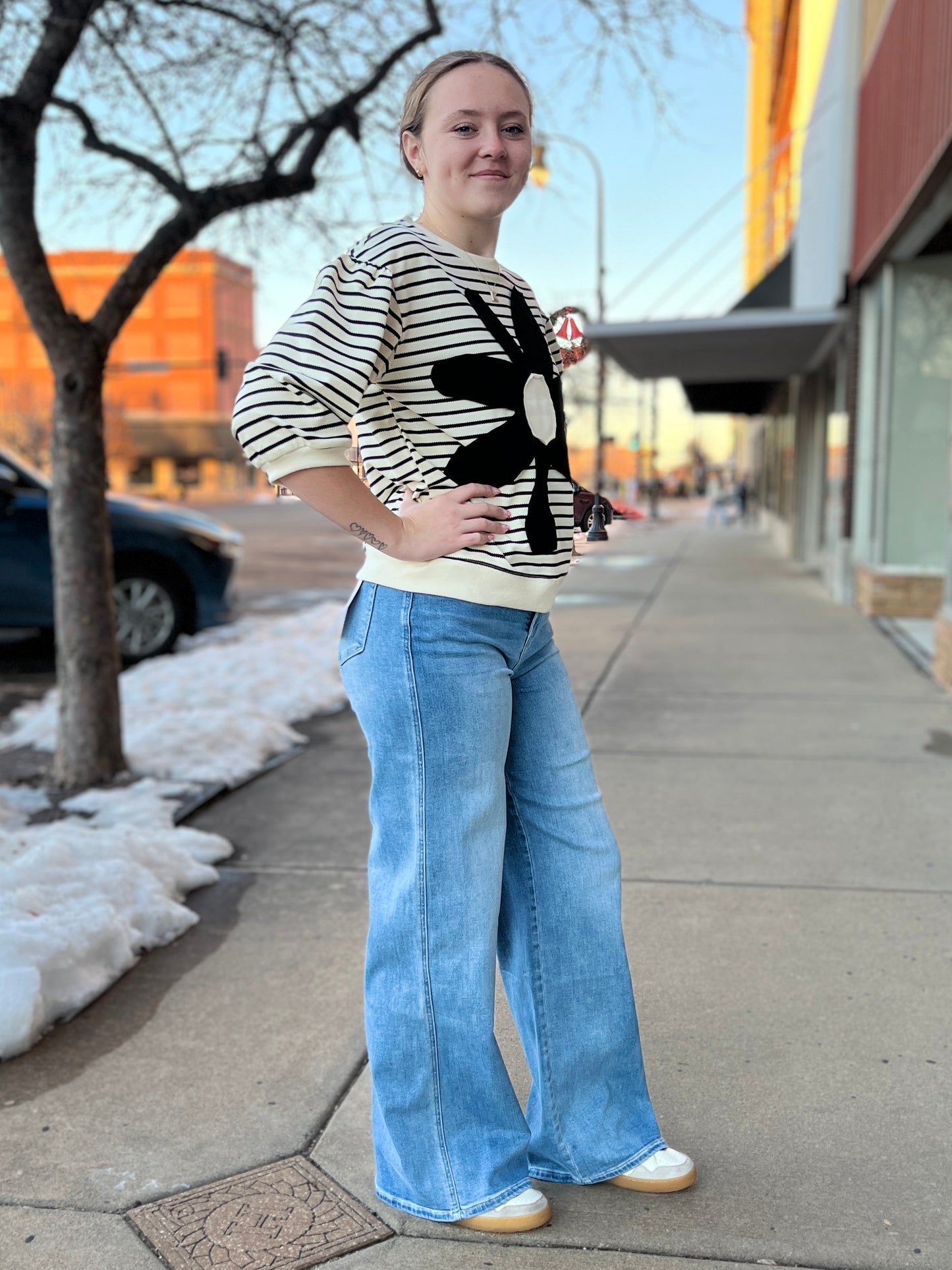 Striped Flower Patch Top