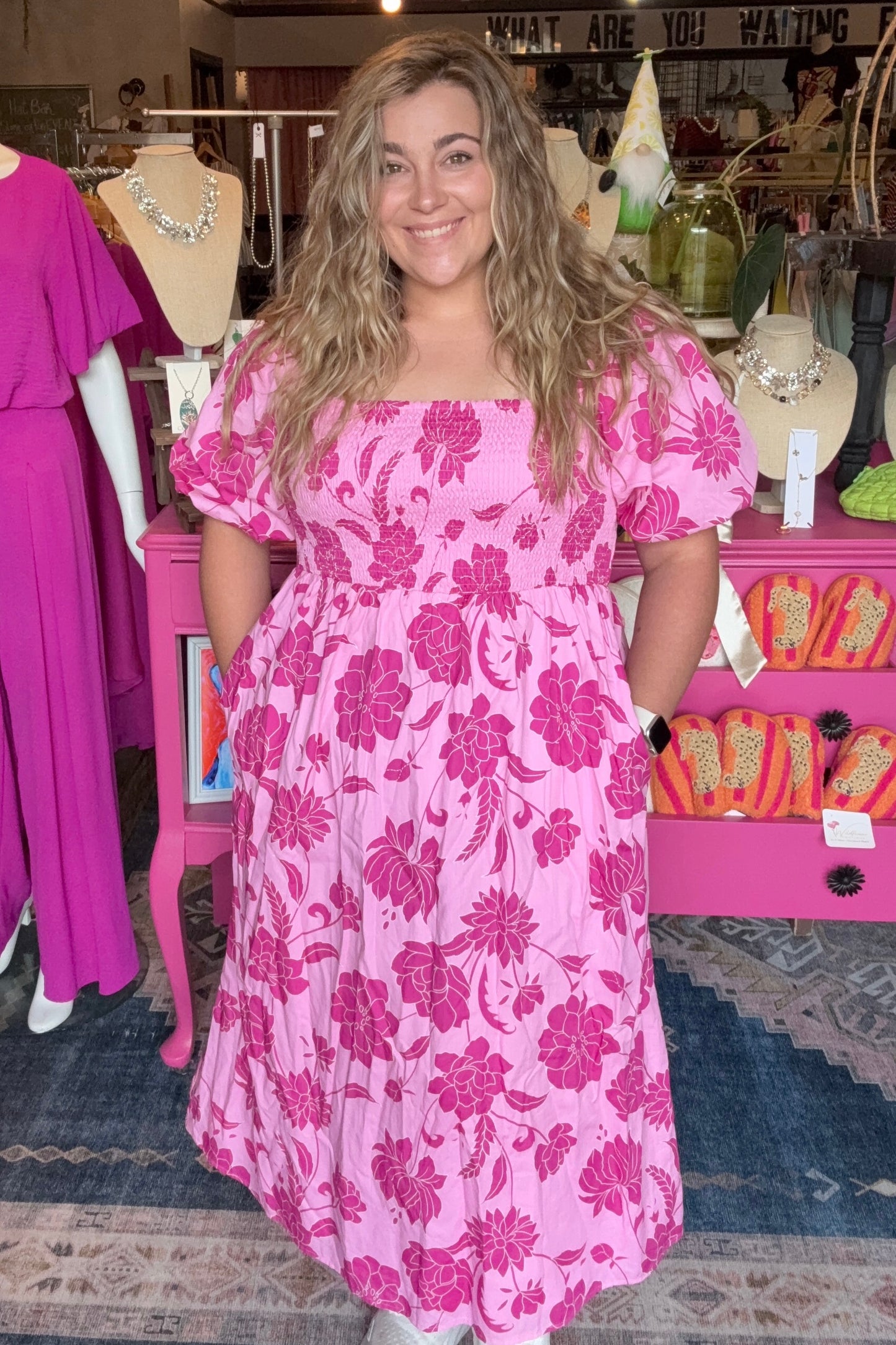 Dovina Floral Maray Smocked Midi Dress