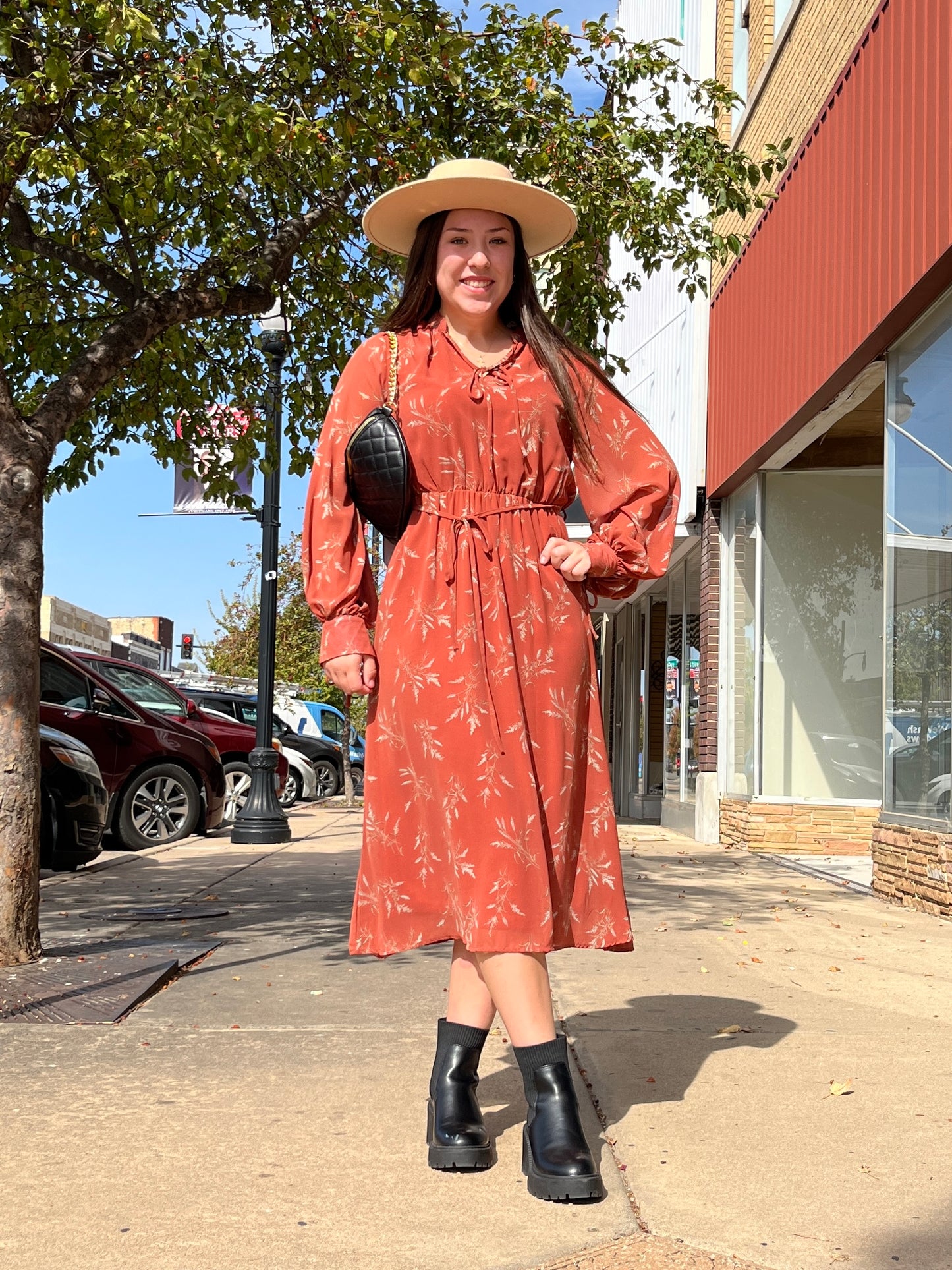 Rust Print Midi long sleeve