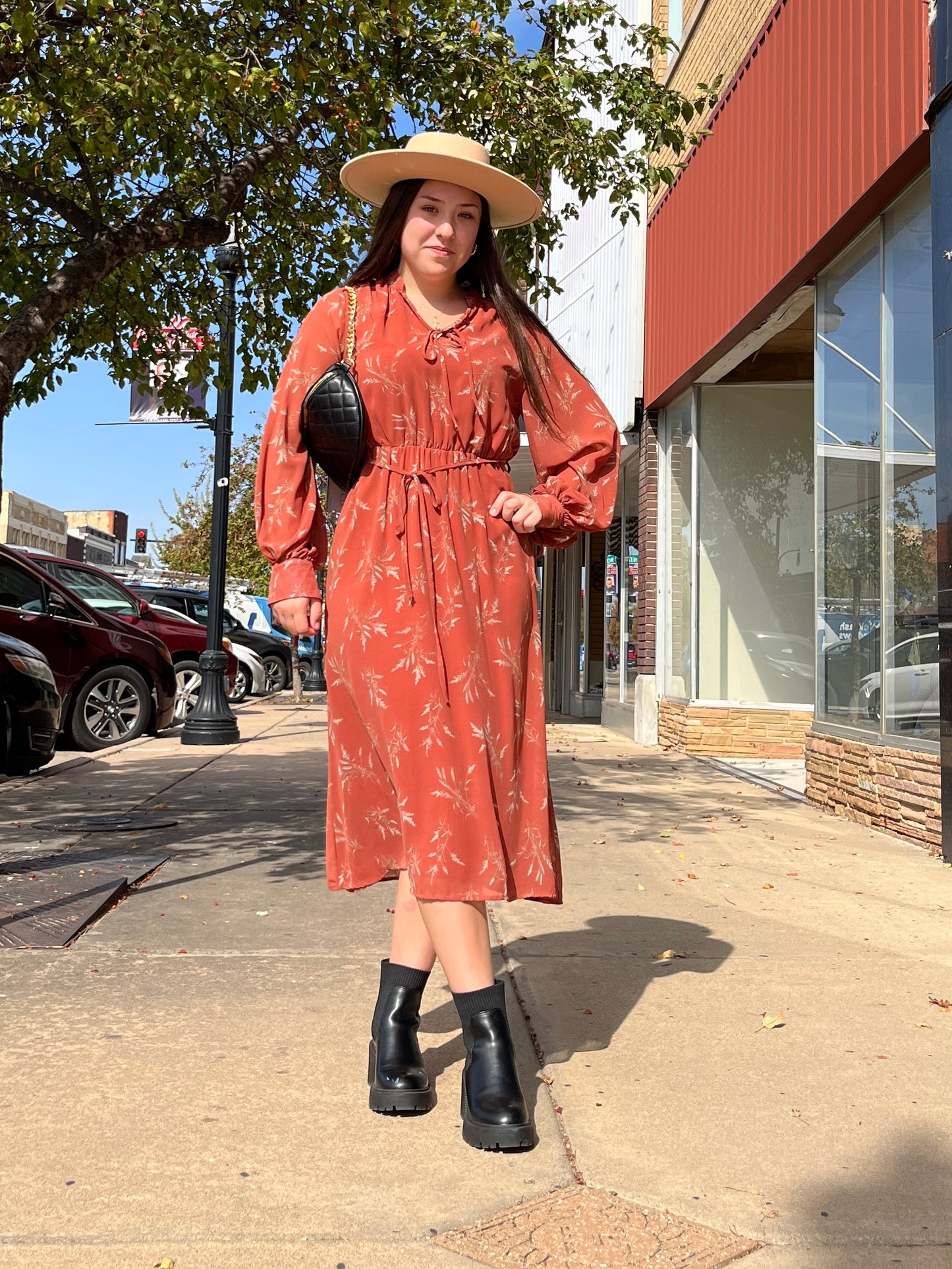 Rust Print Midi long sleeve