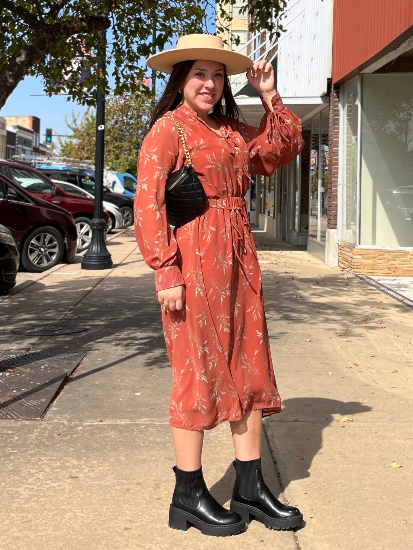 Rust Print Midi long sleeve