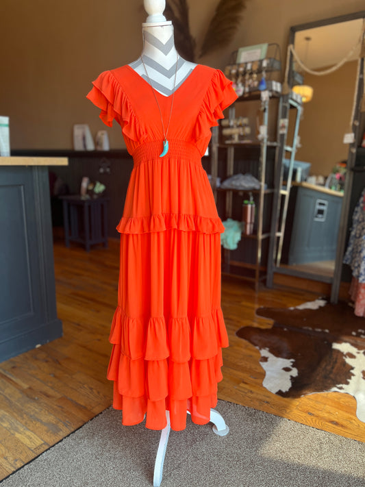 Orange Ruffle Maxi