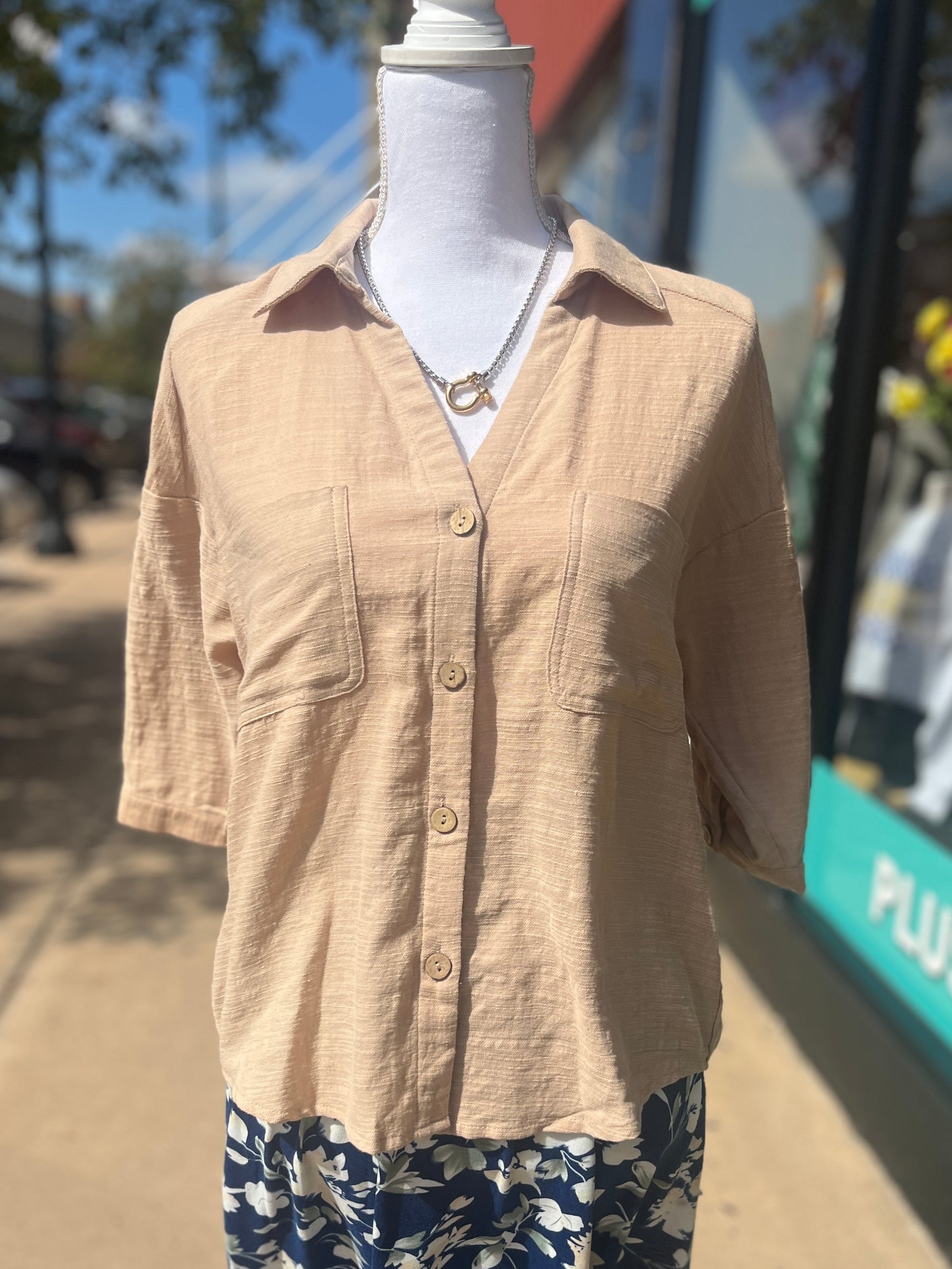 Button Down Shirt w/ Front Pocket