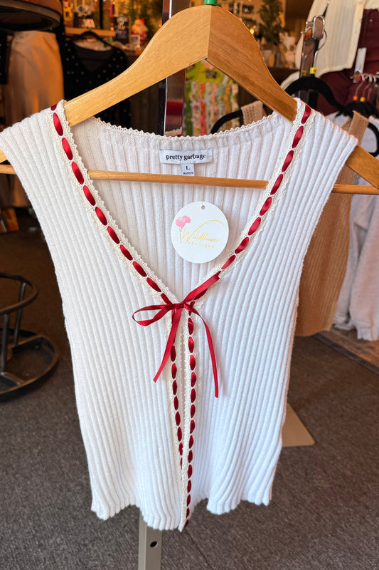 Ribbon Lined Sweater Vest
