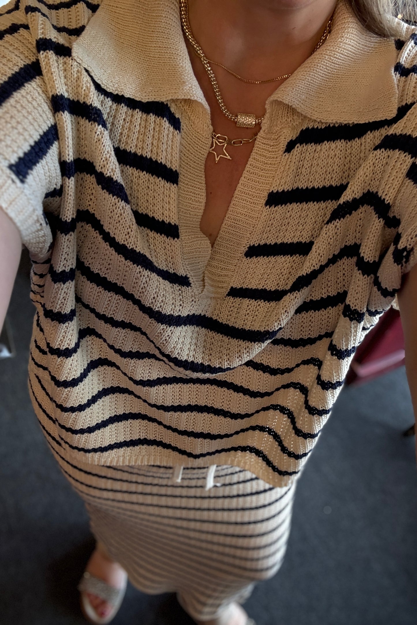 Loose Fit Striped Pullover Knit Top