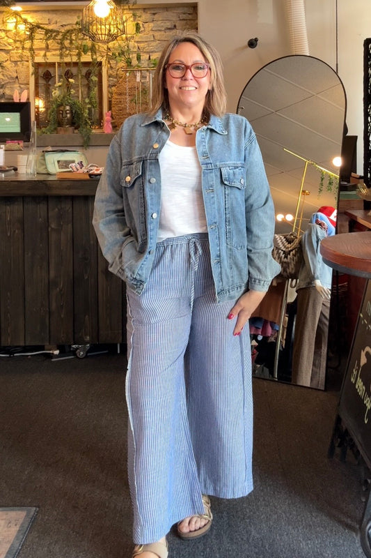 Linen Blend Wide Leg Pant