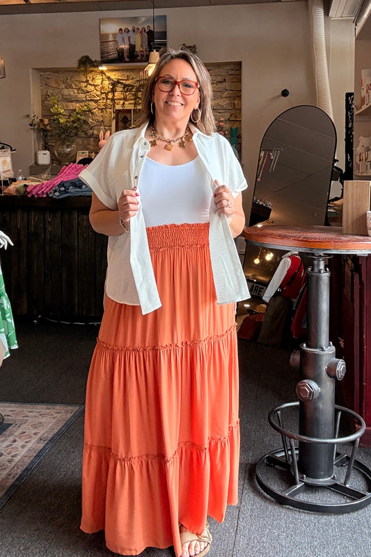 Smocked Waisted Flowy Tiered Boho Maxi