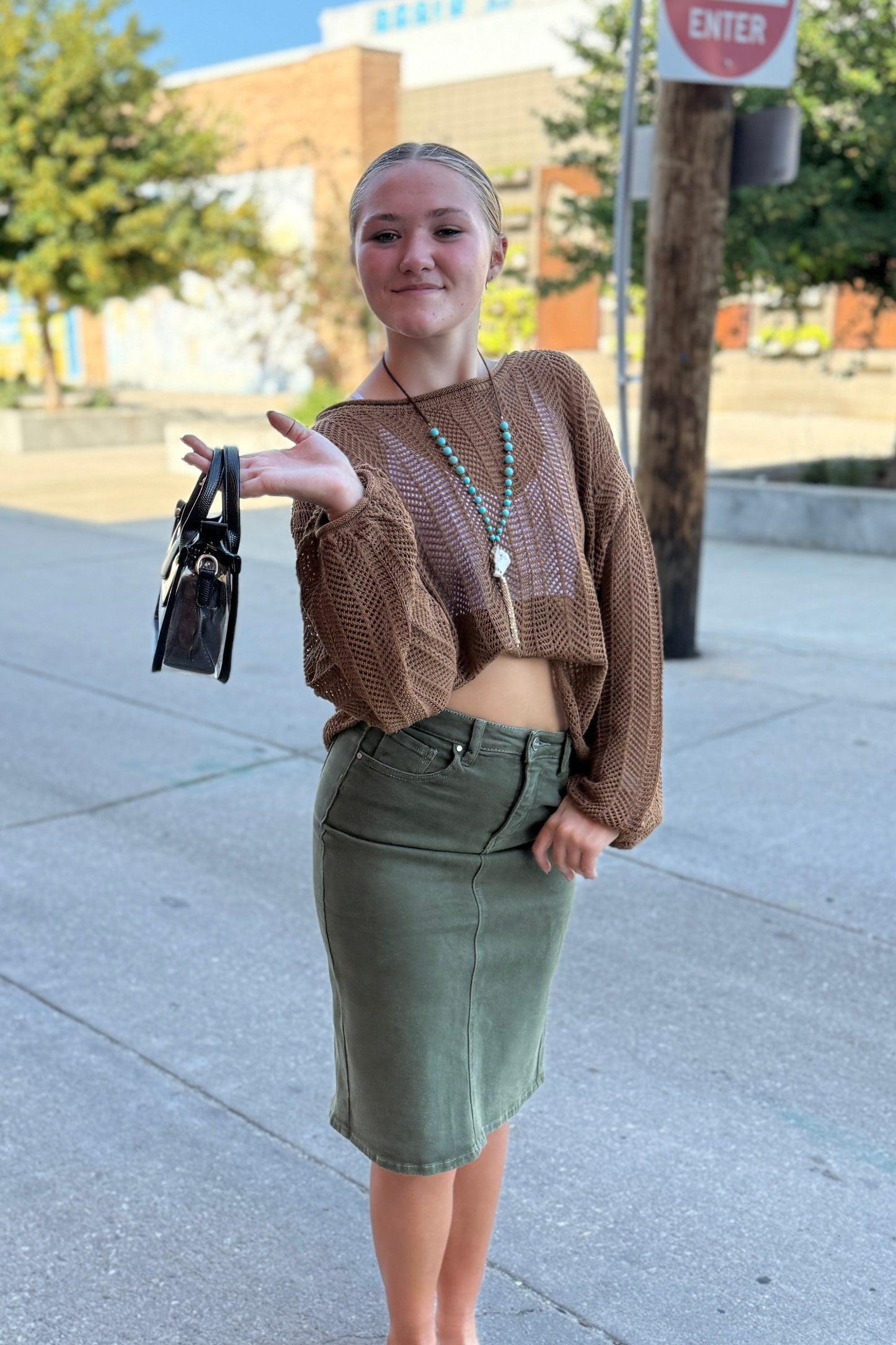 Dolly Olive Denim Skirt