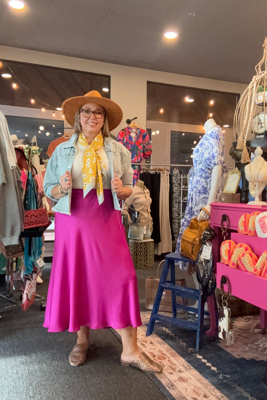 Pink Satin Swing Skirt