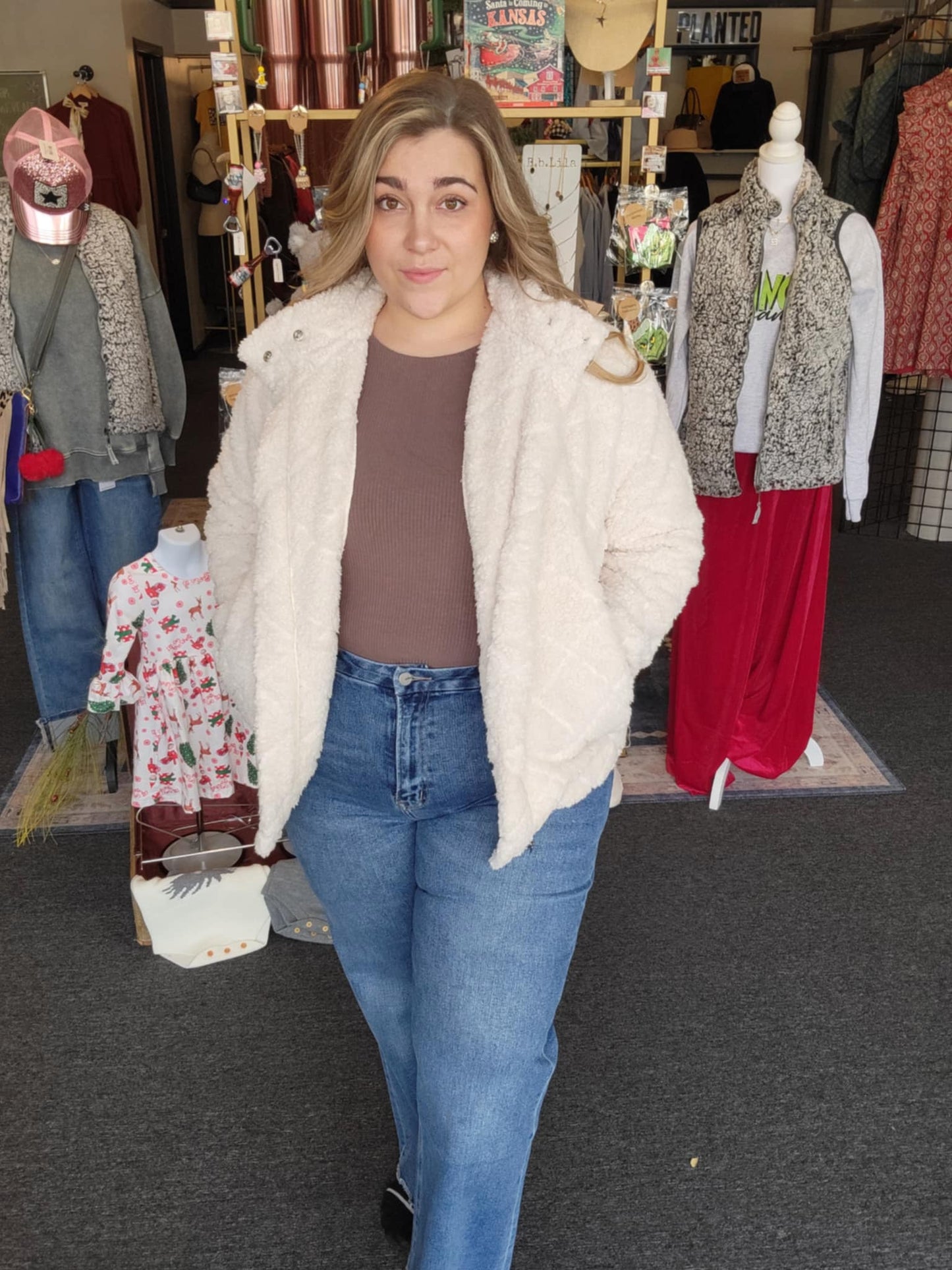 Candie Diamond Sherpa Jacket w/ Full Zip