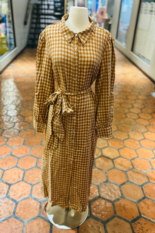 Gingham Button Down Maxi Dress