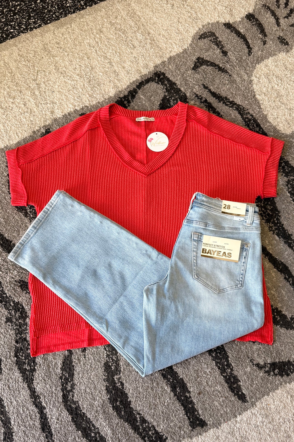 Raised Ribbed V Neck