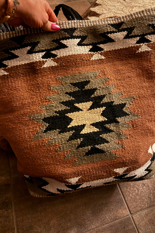 Cream, Black & Tan Western Tote