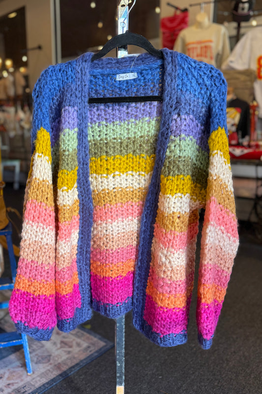 Multi Color Handmade Large Gauge Cardigan