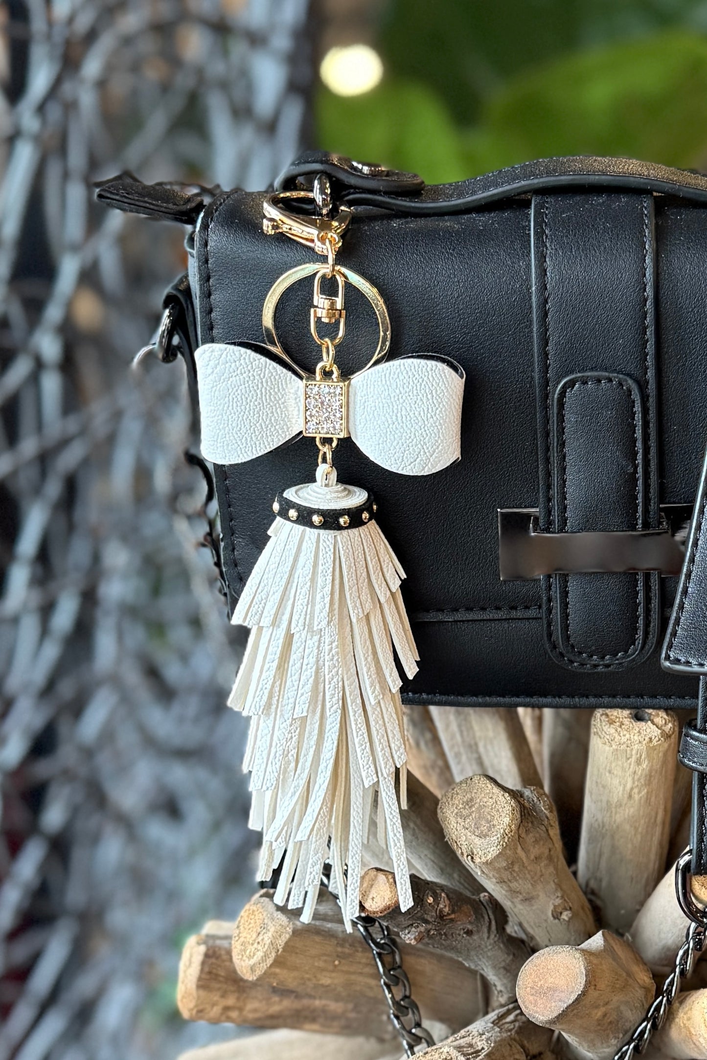 Leather Tassel & Bow KeyChain/Bag Charm