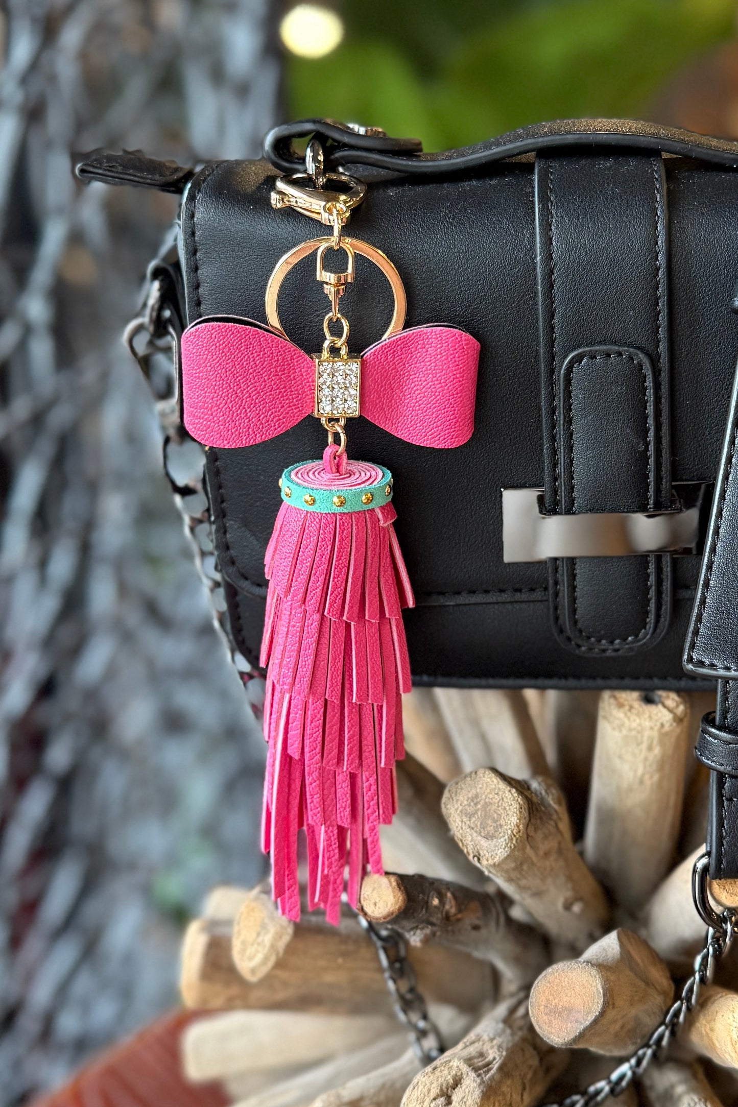 Leather Tassel & Bow KeyChain/Bag Charm