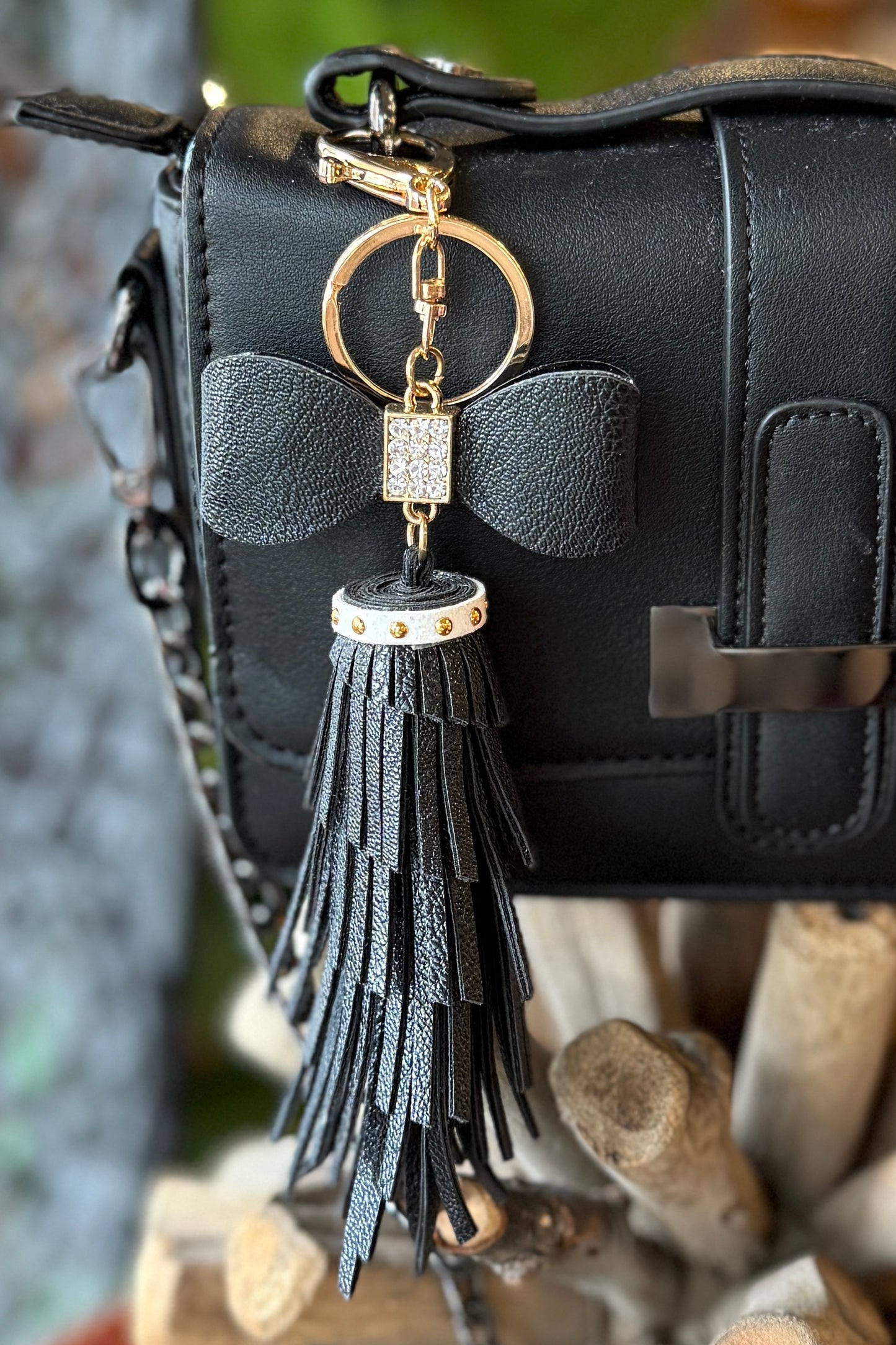Leather Tassel & Bow KeyChain/Bag Charm