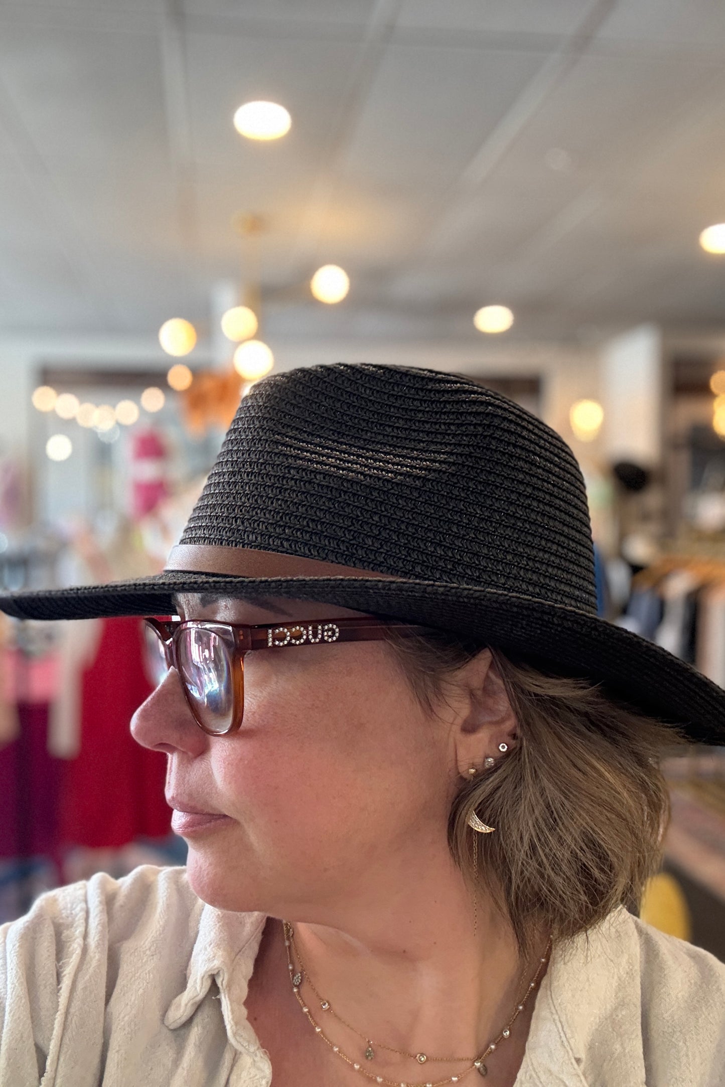 Panama Black Hat w/Leather Band