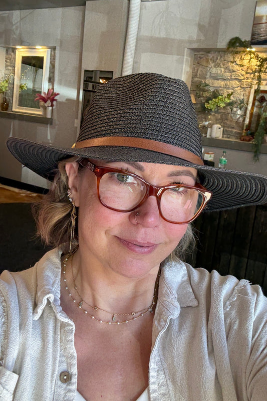 Panama Black Hat w/Leather Band