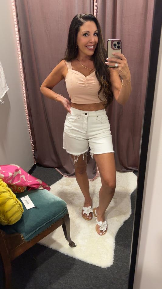 Linen Crop Top Blush