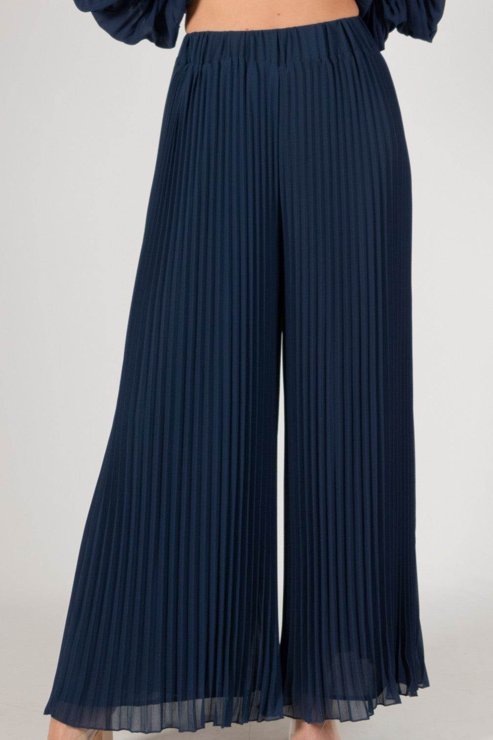 Pleated Chiffon Wide Leg Pants