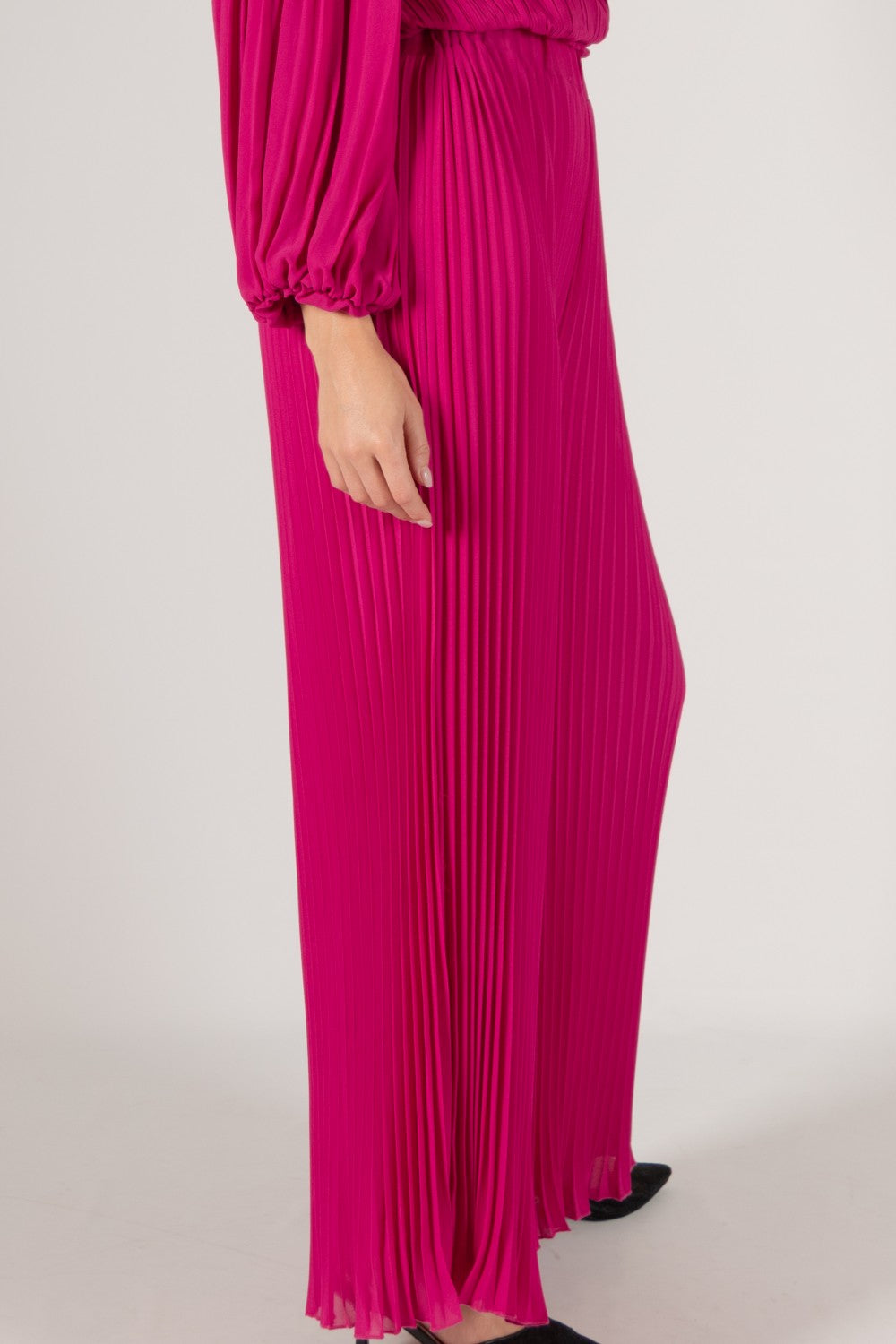 Pleated Chiffon Wide Leg Pants