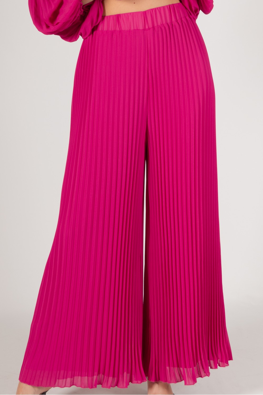 Pleated Chiffon Wide Leg Pants