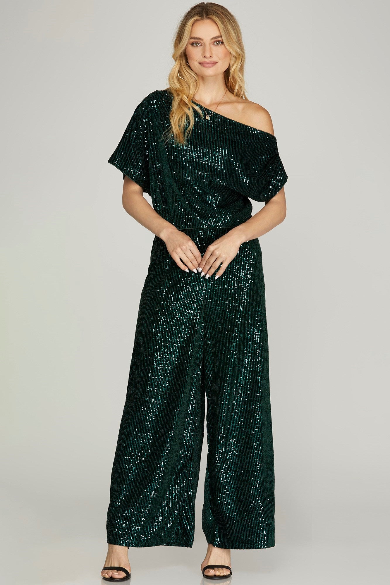 SEQUIN FLARED LEG PANTS