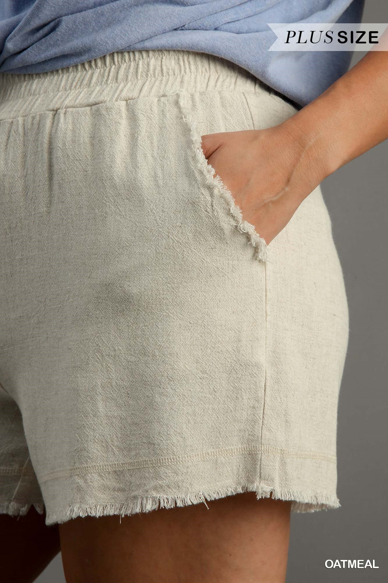 Linen Shorts with Elastic Waistband