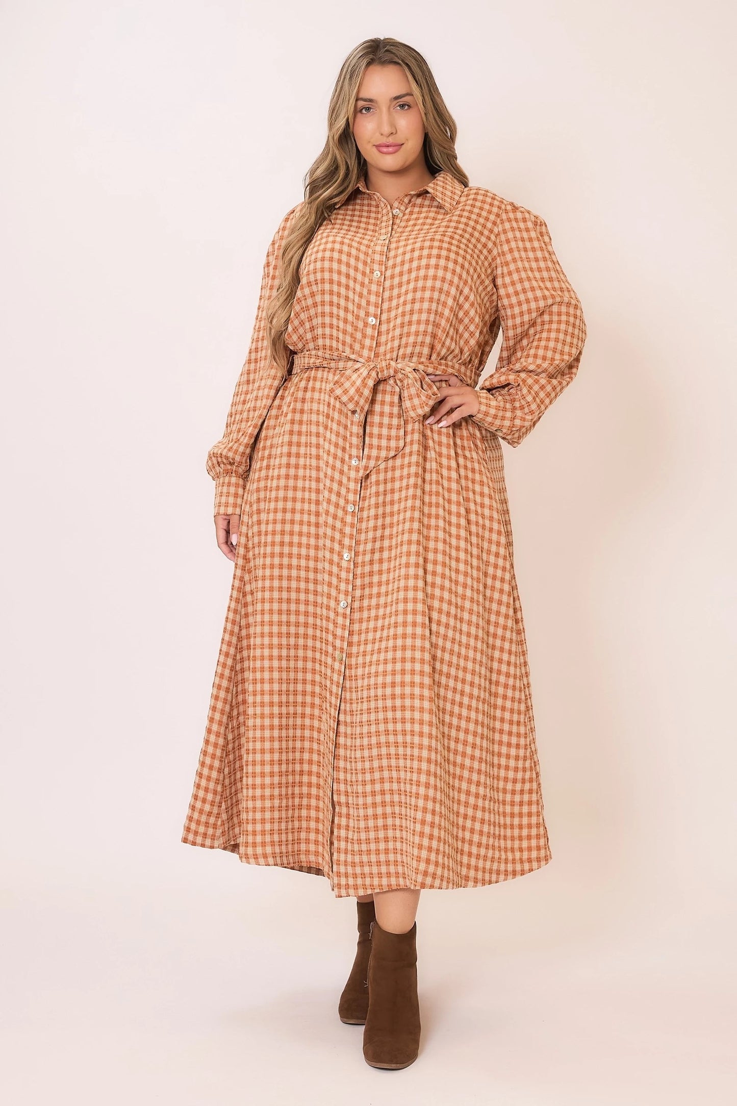 Gingham Button Down Maxi Dress