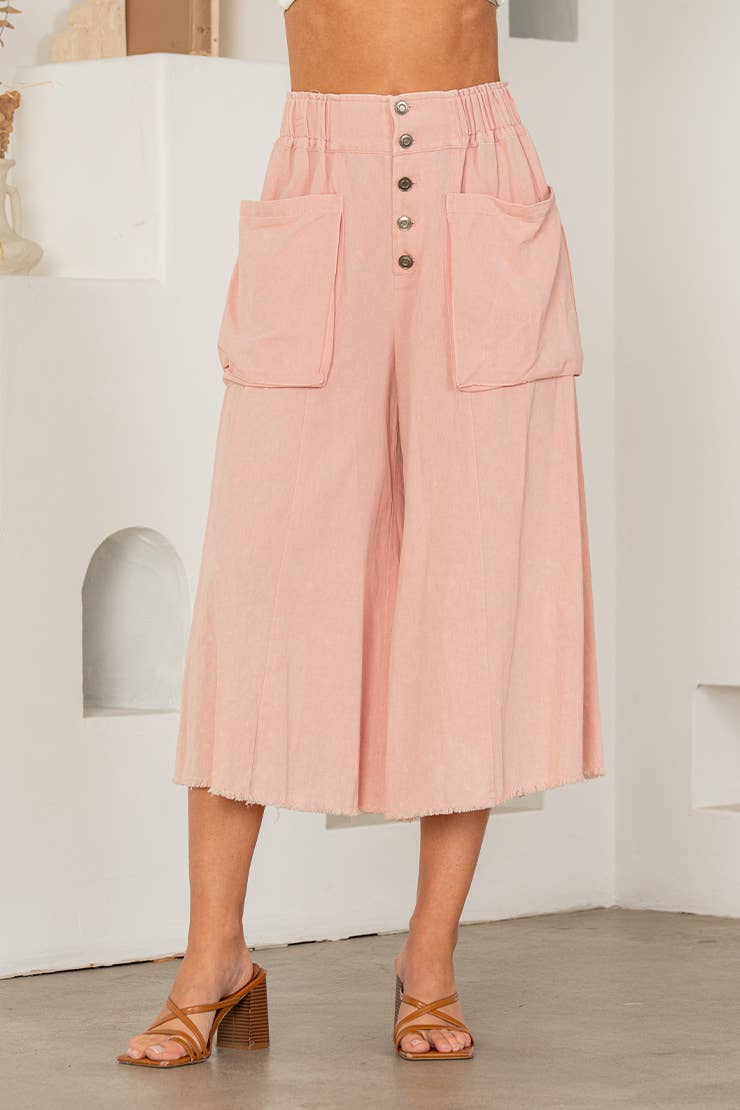 Plus High Rise Wide Leg Pants with Pockets