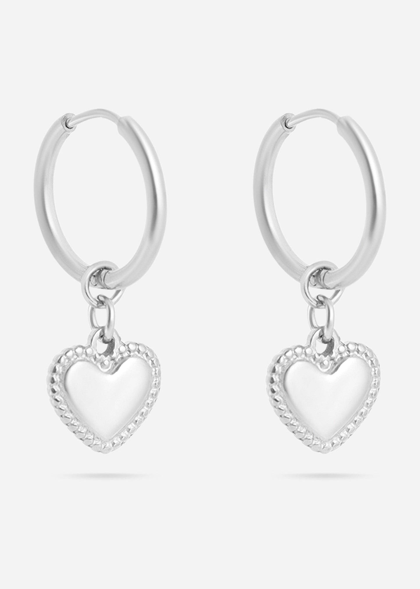 Heart Pendant Hoop Earrings 18K Gold PVD Stainless Steel