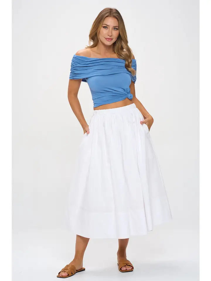 Cotton Poplin Midi Skirt