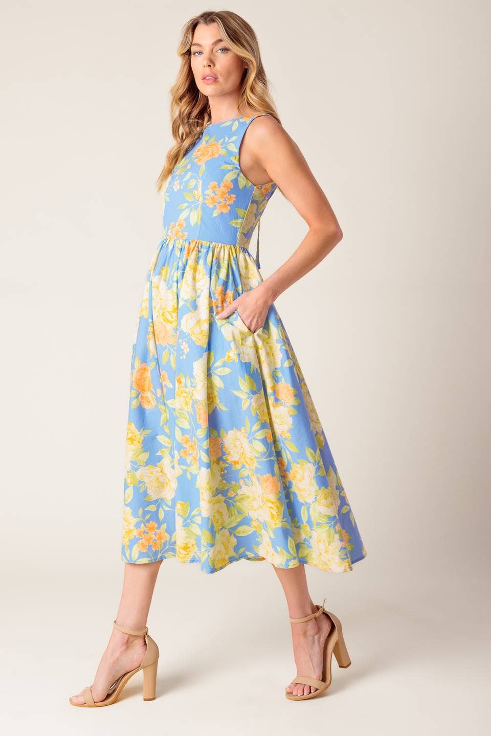 A printed woven midi dress - ID21920