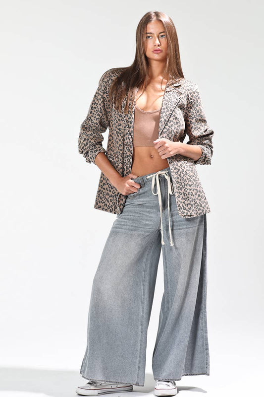 NB80027 - Leopard printed single button blazer