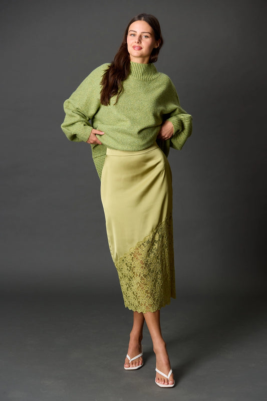 Asymmetrical Lace Contrast Skirt