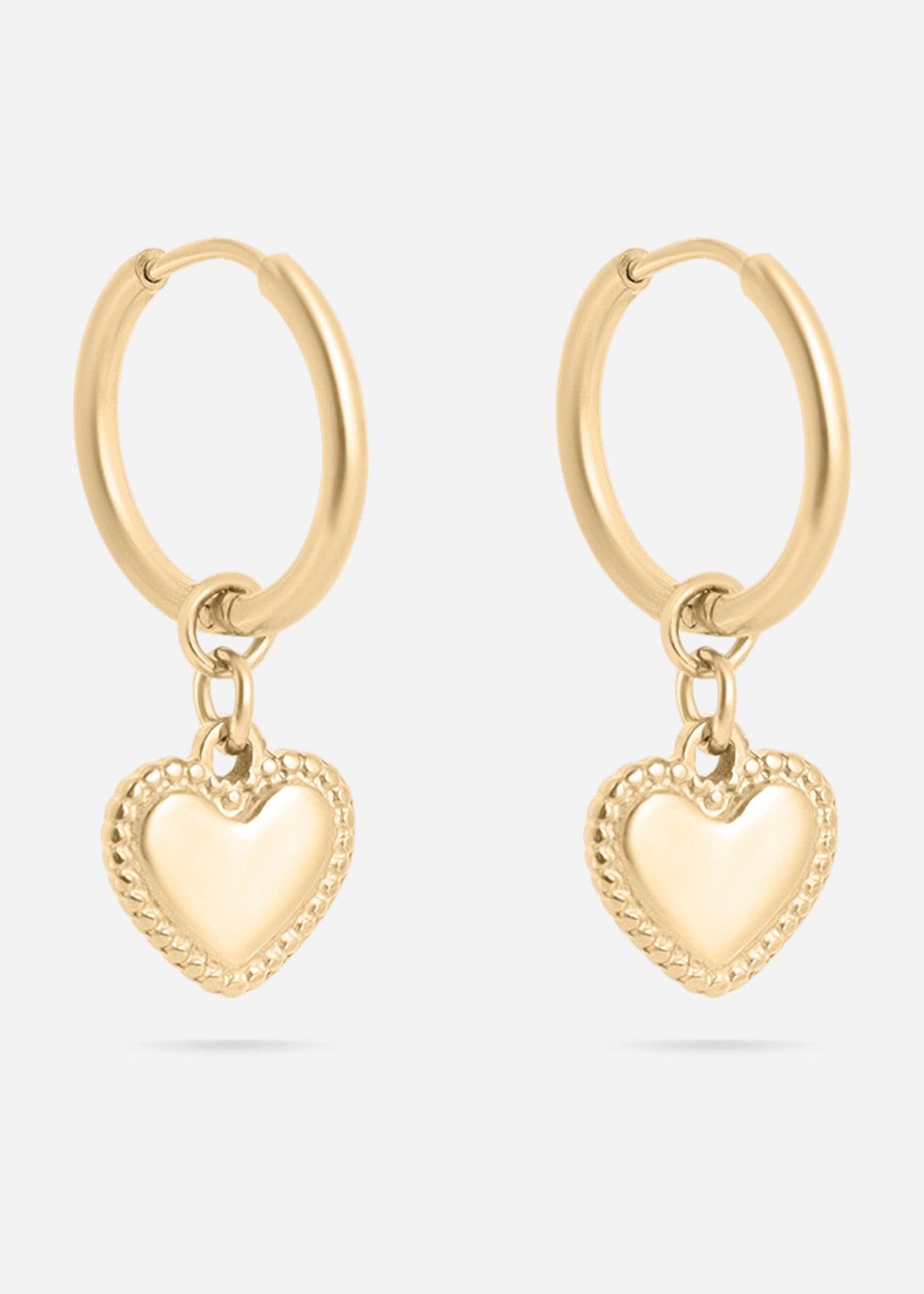 Heart Pendant Hoop Earrings 18K Gold PVD Stainless Steel