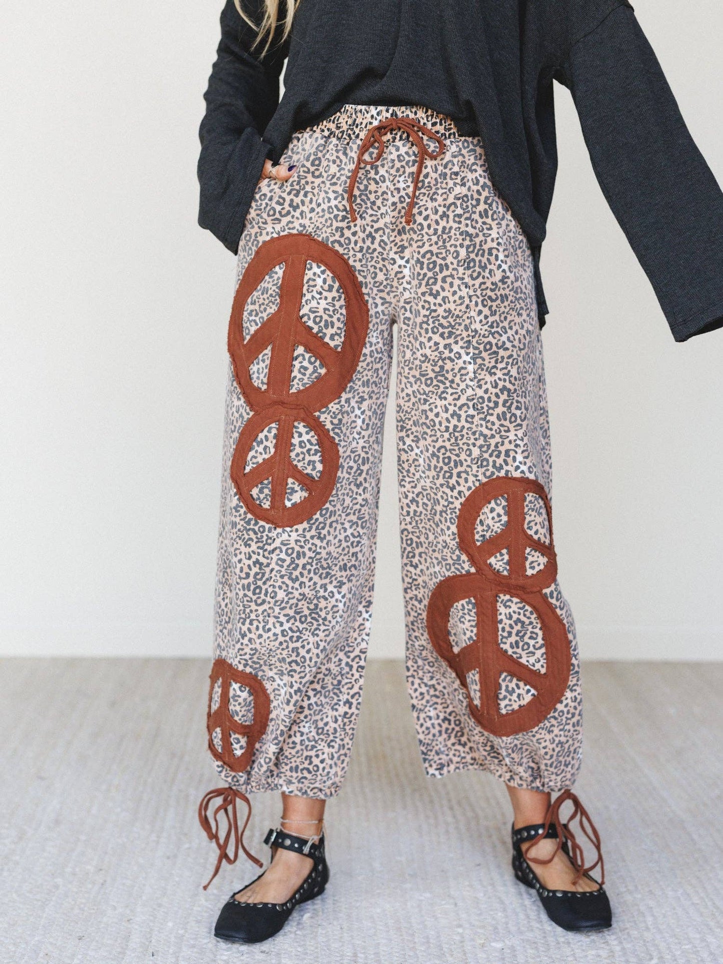 Laurel Lee Patchwork Pants - Taupe Leopard