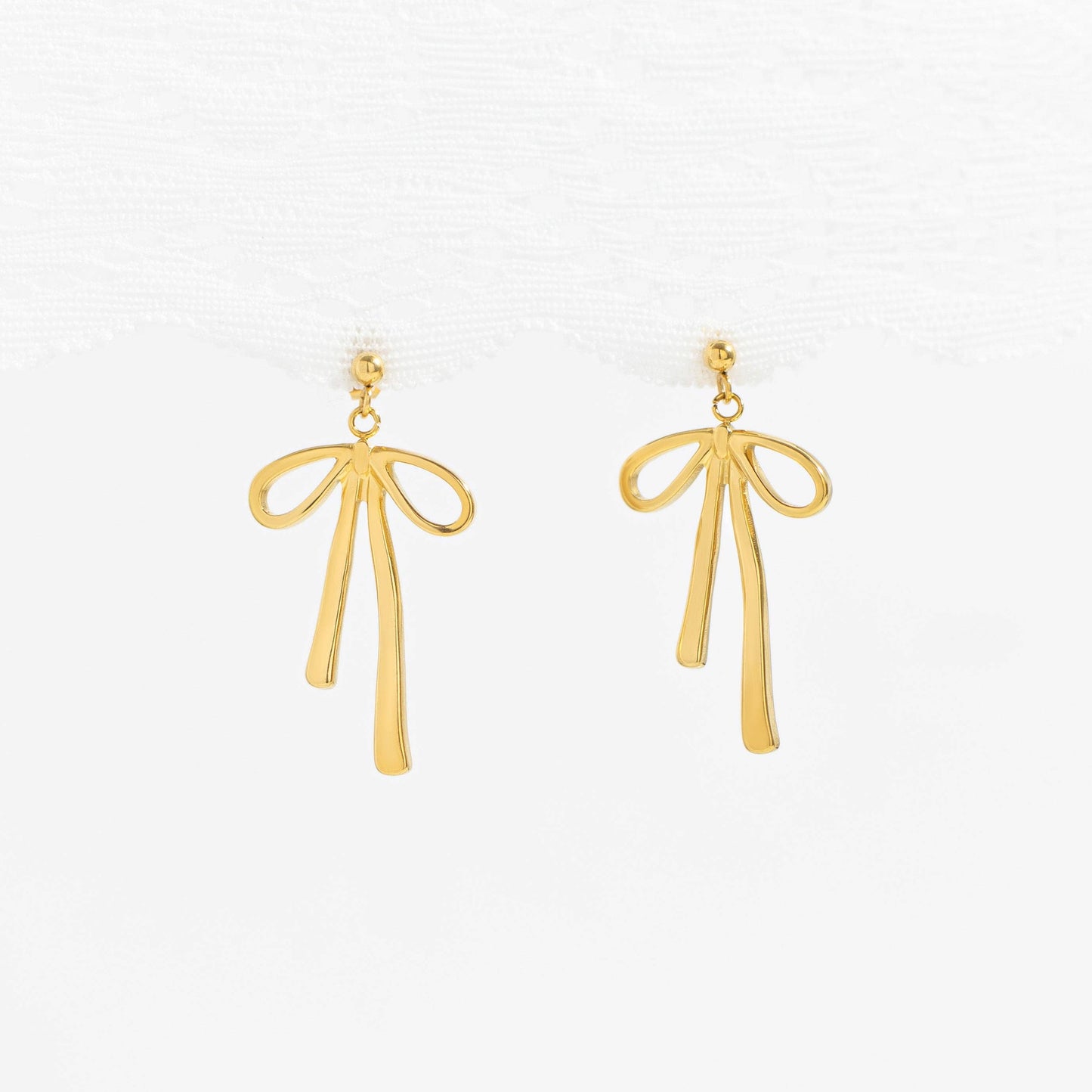 Ribbon Bow Earrings 18K Gold PVD Stainless Steel