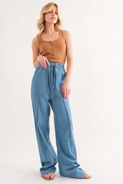 Relaxed Fit Chambray Pant