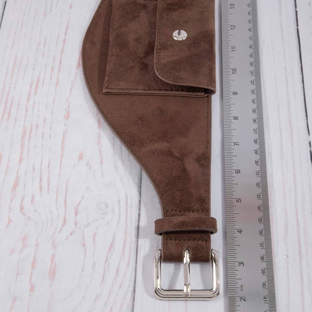 Wide Vegan Leather Front Snap Pocket Belt