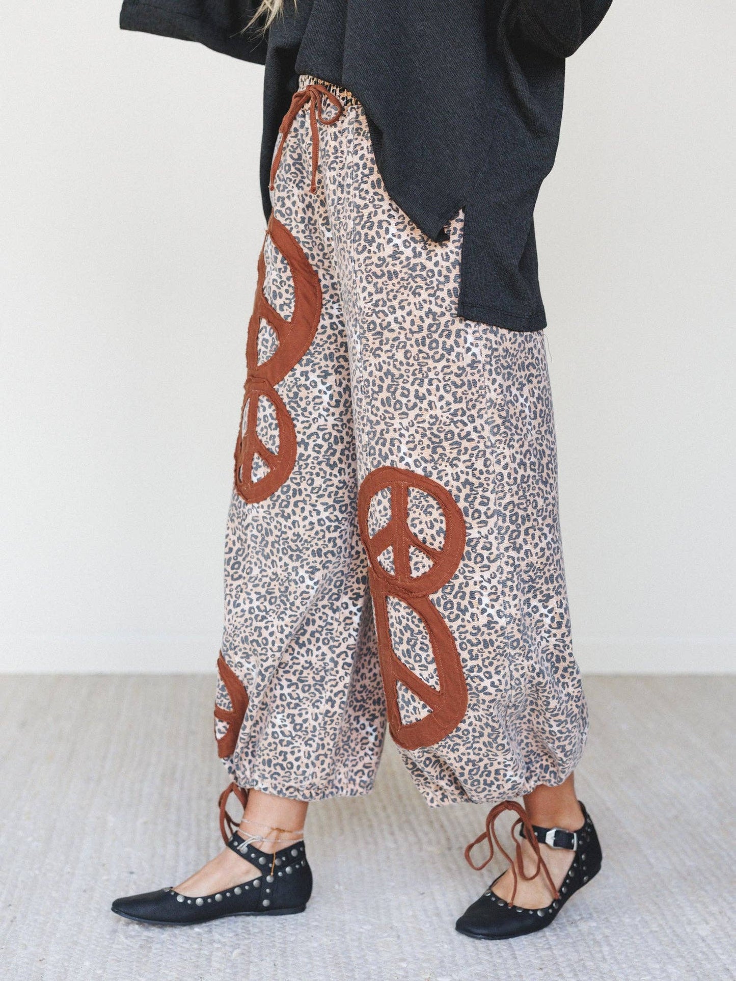 Laurel Lee Patchwork Pants - Taupe Leopard