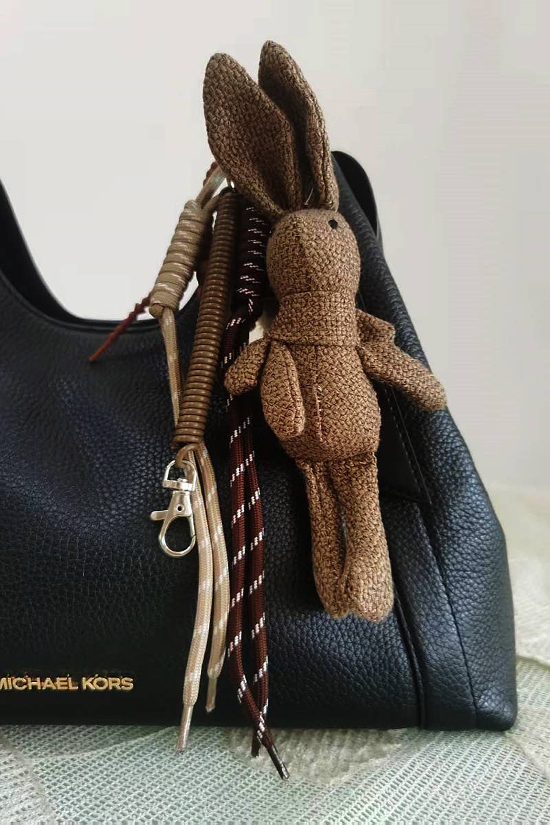 Whimsical Wish Rabbit Bag Charm-Handwoven Linen BagAccessory