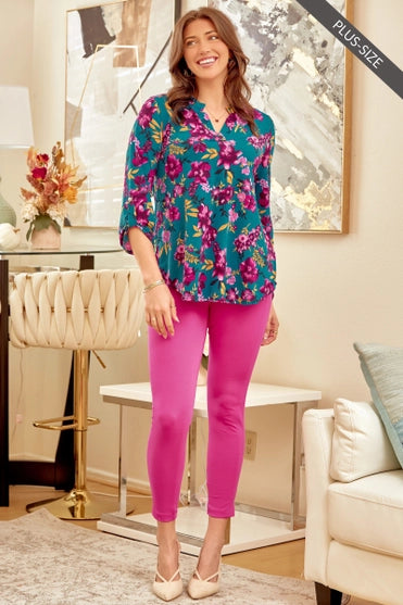 Lizzy Multicolor Floral Print 3/4 Sleeve