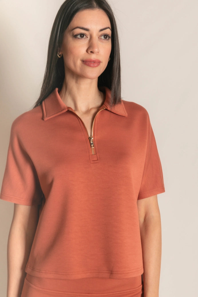 Millie Short Sleeve Zip Up Top