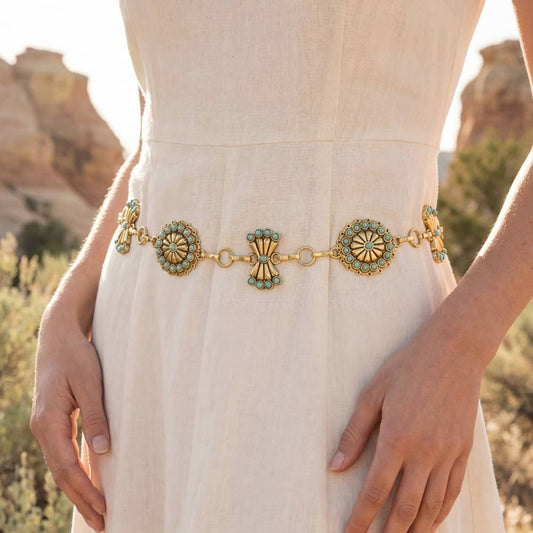 Stone Daisy Concho Chain Belt