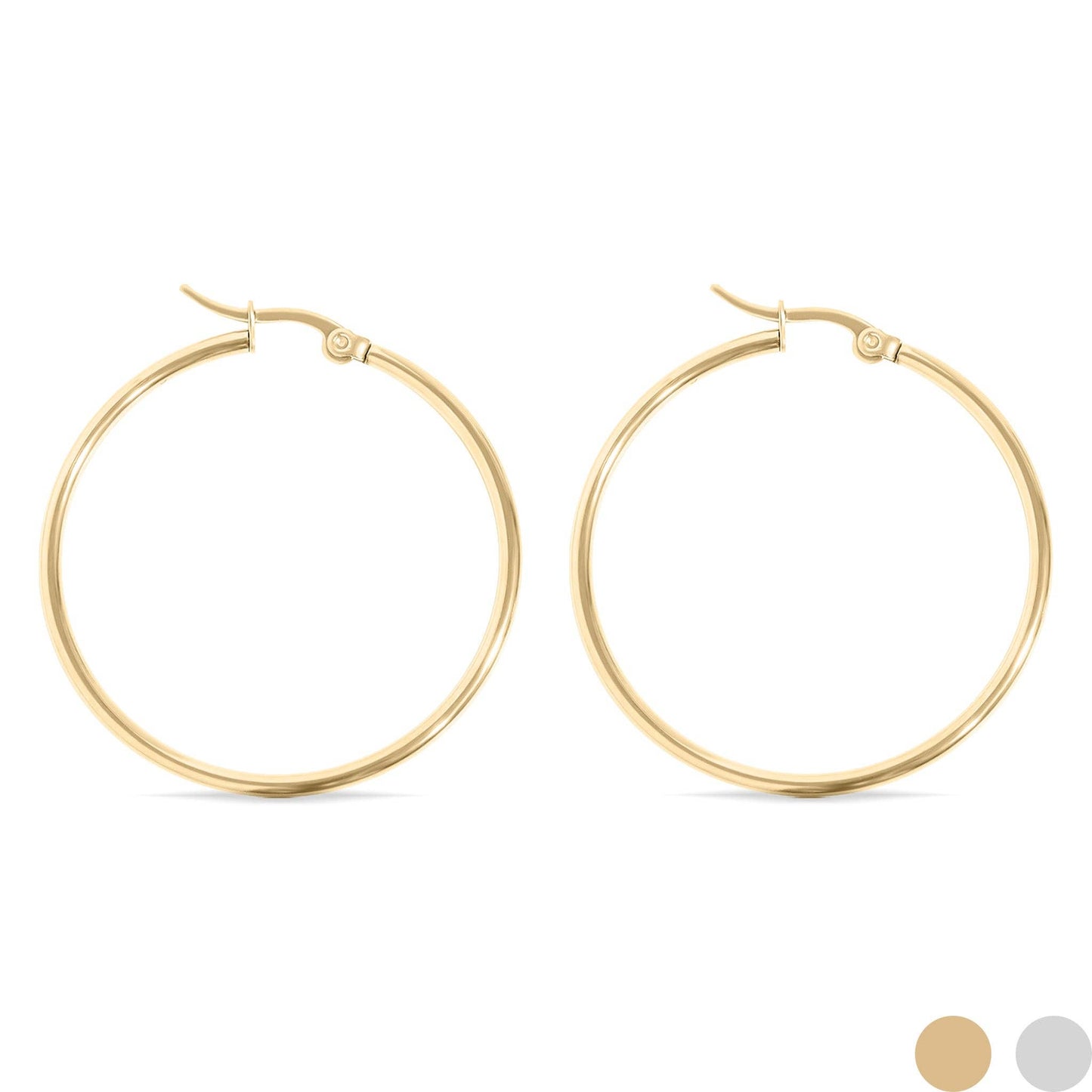18K Gold PVD Stainless Steel Round Tube Hoop Earrings